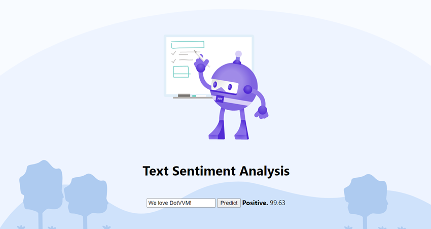 Sentiment analysis in an ASP.NET web application with ML.NET